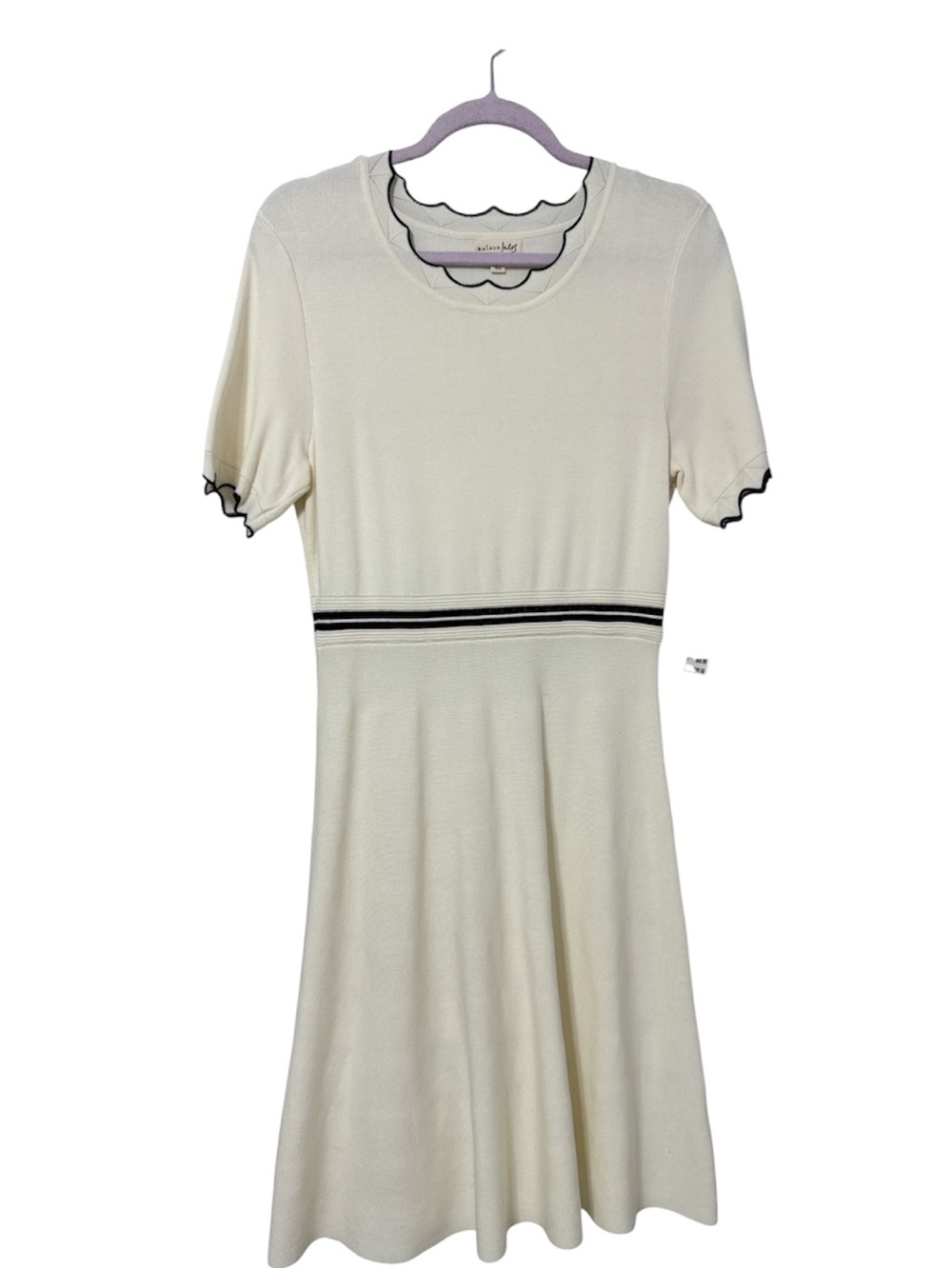 ✨NWT✨ mason Jules Scallop Trim Knit Dress in Cream with Black Trim